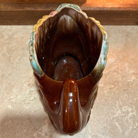 Brown and Blue Decorative Ceramic Swan Figurine Planter - Picture 7 of 12